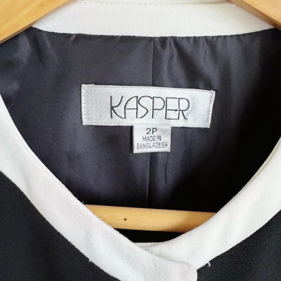 KASPER | Black and White Contrast Trim Blazer | 2P - Picture 5 of 5